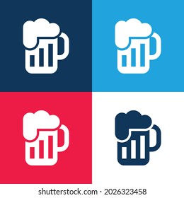 Beer blue and red four color minimal icon set