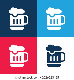 Beer blue and red four color minimal icon set
