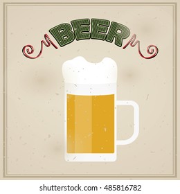 Beer bokal in vector drawn on a background of old paper. Oktoberfest.