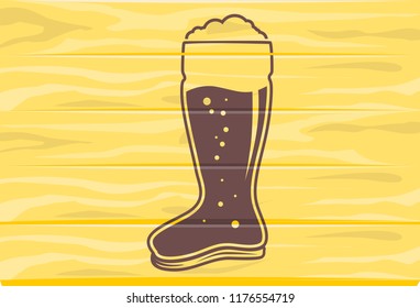 beer boot glass in the wood 