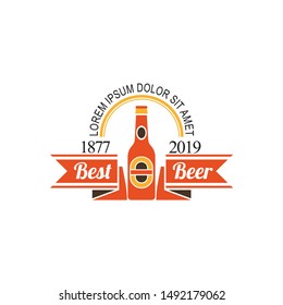Beer bootles logo vector illustration. Emblem brewery design for bar, club and grill. Octoberfest brand
