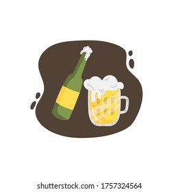 
beer with botle flat design