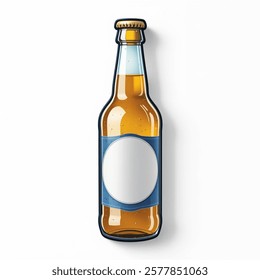 Beer bottle 3d icon isolated on a  white background. Vector illustration.