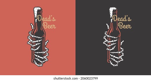 Beer bottle for bar. Original brew design with open bottle of craft beer for pub or brewery