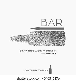 Beer bottle bar vector illustration over black background. Entry sign. Cool beer poster for bars and pubs.