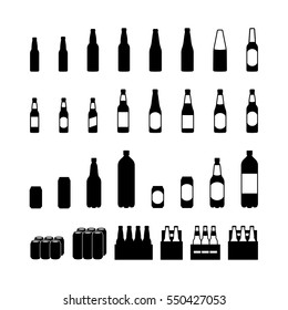 Beer bottle and beercan pictogram icon set