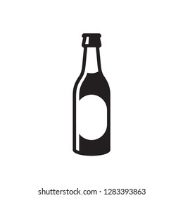 Beer bottle - black icon on white background vector illustration for website, mobile application, presentation, infographic. Alcohol drink oncept sign. Graphic design element. 