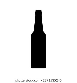 Beer bottle black icon. Vector element on white background.