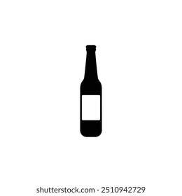Beer bottle black and white flat vector icon design. Beer bottle symbol and clip art