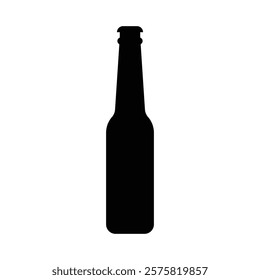 Beer bottle black and white flat vector icon and symbol design