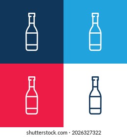 Beer Bottle blue and red four color minimal icon set