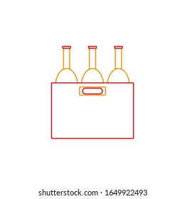 caja botella de cerveza, icono vector sobre fondo blanco