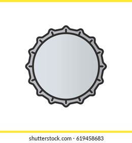 Beer bottle cap color icon. Isolated vector illustration