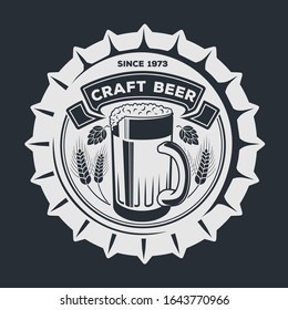 Beer bottle cap. Craft Beer design template. Vector illustration