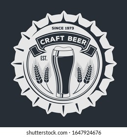 Beer bottle cap. Craft Beer design template. Vector illustration