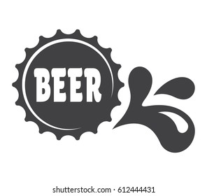 Beer bottle cap and drops. Vector illustration.