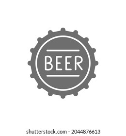 Beer bottle cap grey icon. Isolated on white background