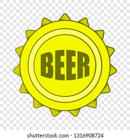 Beer bottle cap icon in cartoon style on a background for any web design 