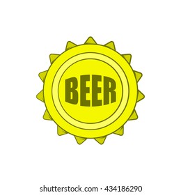 Beer bottle cap icon in cartoon style