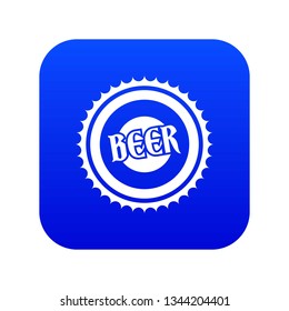 Beer bottle cap icon digital blue for any design isolated on white vector illustration