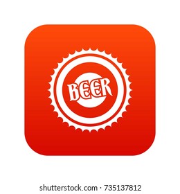 Beer bottle cap icon digital red for any design isolated on white vector illustration