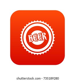 Beer bottle cap icon digital red for any design isolated on white vector illustration
