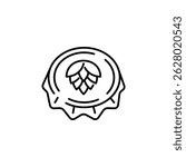 Beer bottle cap icon. Simple beer cap with hop icon for social media, app and web design. Vector illustration.