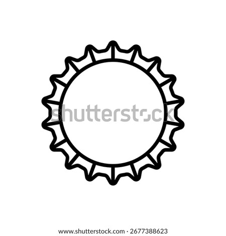 Beer bottle cap icons. Blank label in the shape of aluminum bottle cap. Top view. Soda or beer metal lid. Black and white flat icon. Vector illustration isolated on white background.