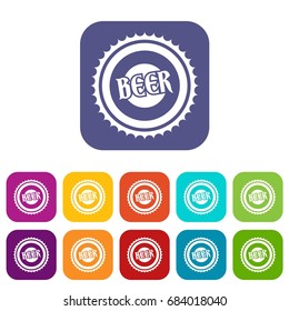 Beer bottle cap icons set