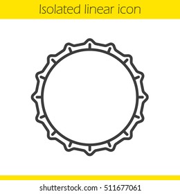 Beer bottle cap linear icon. Thin line illustration. Contour symbol. Vector isolated outline drawing