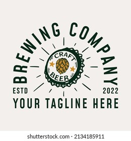 
Beer Bottle Cap Logo Template Design In Vintage Style