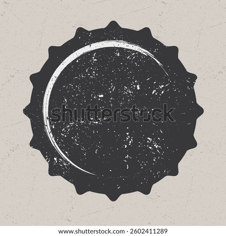 Beer bottle cap. Vintage style beer cap. Grunge texture on bottle cap. Ink stamp designs.