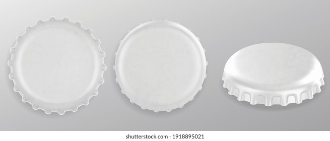 Beer bottle caps. Realistic vector illustration