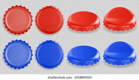 Beer bottle caps. Realistic vector illustration