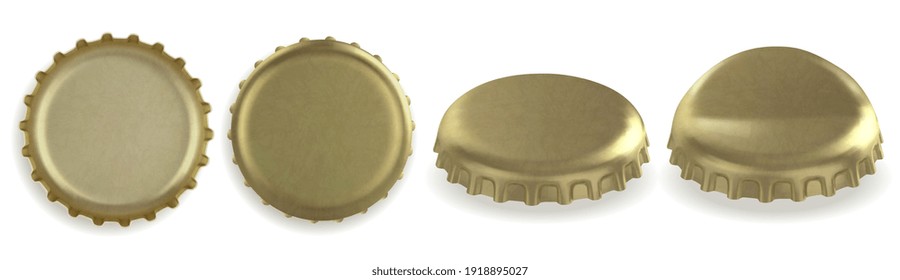 Beer bottle caps. Realistic vector illustration