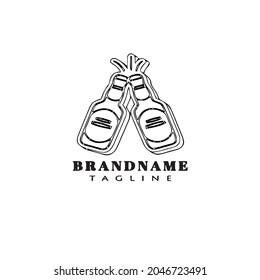 beer bottle cartoon logo icon design template black modern isolated cute illustration