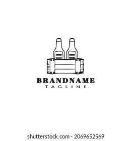 beer bottle cartoon logo icon design black modern isolated vector illustration