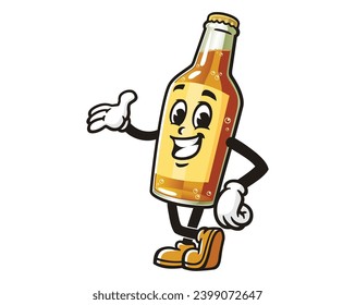Beer Bottle cartoon mascot illustration character vector clip art