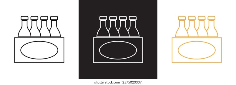 Beer bottle case icon.  isolated on white and black background. vector illustration. EPS 10