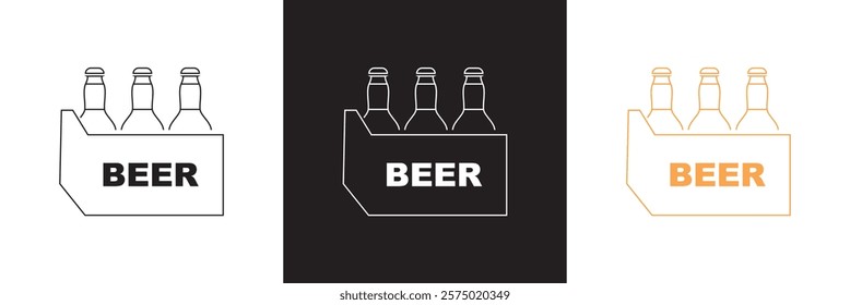 Beer bottle case icon.  isolated on white and black background. vector illustration. EPS 10