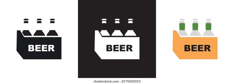 Beer bottle case icon.  isolated on white and black background. vector illustration. EPS 10