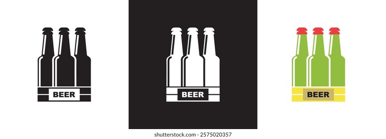 Beer bottle case icon.  isolated on white and black background. vector illustration. EPS 10