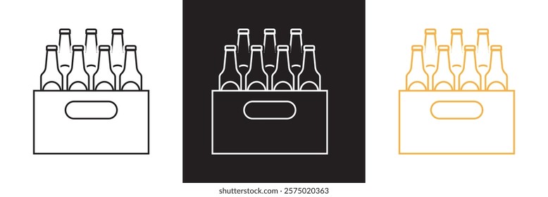 Beer bottle case icon.  isolated on white and black background. vector illustration. EPS 10