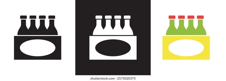 Beer bottle case icon.  isolated on white and black background. vector illustration. EPS 10