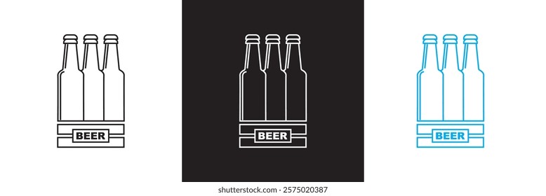 Beer bottle case icon.  isolated on white and black background. vector illustration. EPS 10