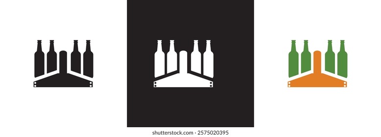 Beer bottle case icon.  isolated on white and black background. vector illustration. EPS 10