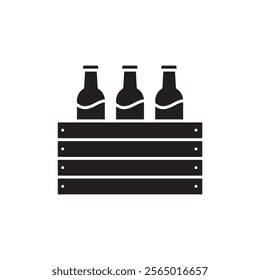 Beer bottle case icon,vector flat black simple illustration for web and app..eps