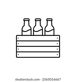 Beer bottle case icon,vector flat black simple linear illustration for web and app..eps