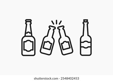 beer bottle. cheers icon set
