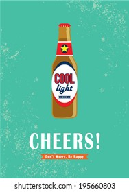 beer bottle cheers poster illustration